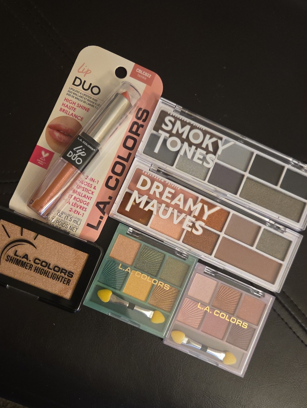 L.A. Colors Eyeshadow & Lip Duo Set Smoky Tones, Dreamy Mauves, Green, Peach NIP